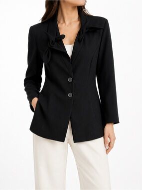 Vintage Giorgio Armani Black Tie-Neck Blazer